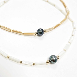 [SPAGCO] COLLIER PERLE ET NACRE - Blanc ou Beige