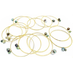 [JONCPOE] JONC BANGLE PLAQUE OR UNE PERLE ET 1 KEISHI