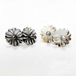 [FLNK] STUDS NACRE FLEUR ET KEISHI - argent