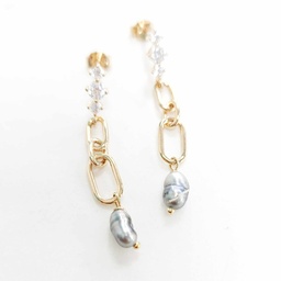 [ZIRCRECK] BOUCLES D'OREILLES ZIRCONS RECTANGLES KEISHI - plaqué or