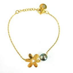 [BRTIACD] BRACELET minimaliste  acier doré tiare + perle