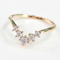 [BGVZ] BAGUE V ZIRCONS - plaqué or