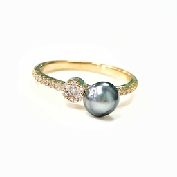 Bague plaqué or gros zircons + keishi