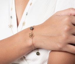[BIGTIP] BRACELET PERLE ET TIARE EVIDEE - ACIER DORE