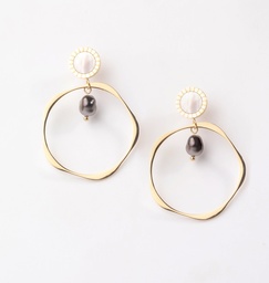 [BOCERCL] BOUCLES D OREILLES CERCLE ET KEISHI - ACIER DORE