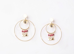 [BOESME] BOUCLES D OREILLES ESMERALDA ROSE - ACIER DORE