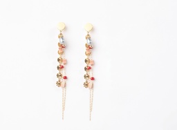 [BOLRED] BOUCLES D OREILLES LONGUES ROUGE ET KEISHI - ACIER DORE