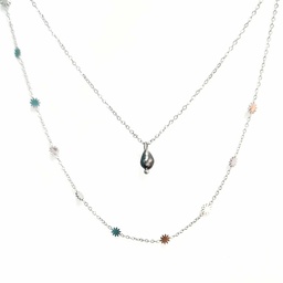 [COSOK] COLLIER DOUBLE 1 KEISHI ET MINI SOLEILS - ACIER INOX