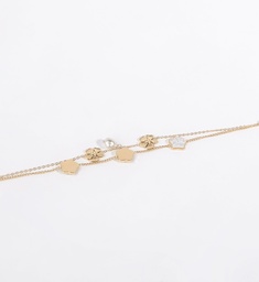 [BRFN] BRACELET FLEURS NACREES ET KEISHI - ACIER DORE