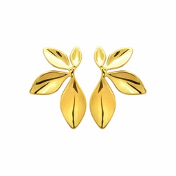 BOUCLES D OREILLES DEMI FLEURS - ACIER GRIS / DORE