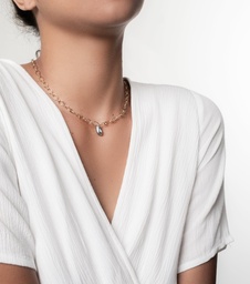 [COKOV] COLLIER MAILLES OVALES ET 1 KEISHI - PLAQUE OR