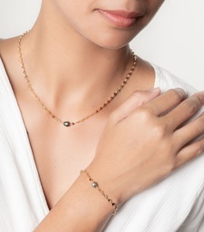 [COMPK] COLLIER MAILLES PLATES ET 1 KEISHI - PLAQUE OR