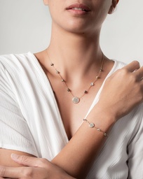 [CORZK] COLLIER ROND ZIRCONS ET KEISHIS - PLAQUE OR