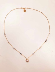 [NWCHANEL] COLLIER plaqué or zircon +8 keishis
