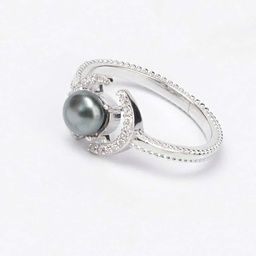 BAGUE ARGENT DOUBLE C,  KEISHI ET ZIRCONS