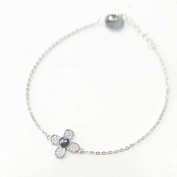 [BR4PETAL] BRACELET FLEUR 4 PETALES, KEISHI ET ZIRCONS - ARGENT