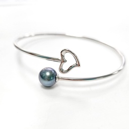 [MABR13646A] JONC COEUR ET PERLE DE TAHITI - ARGENT