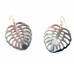 [NEWAPN] Boucles d'oreilles plaqué or feuille ape new en nacre (moyenne)