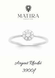 Bague argent fleur en zirconium