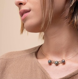 [TRIOF] COLLIER 3 PERLES - PLAQUE OR