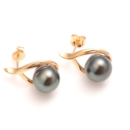 [PGOUT] BOUCLES D OREILLES GOUTTE ET PERLES DE TAHITI - PLAQUE OR