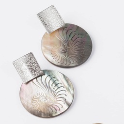 [BONAUTIL] BOUCLES D OREILLES NACRES RONDES NAUTILUS - ACIER
