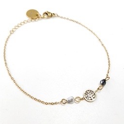 [MINITREED] BRACELET MINI ARBRE DE VIE ET 2 KEISHIS - ACIER DORE