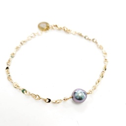 [BRMP] Bracelet plaqué or MAILLES PLATES ET 1 PERLE