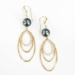 [BOLARM] Boucles d oreilles Larmes perles et zircons - plaqué or