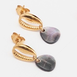 [MINICORI] BOUCLES D OREILLES MINI CORI ET MINI NACRE - ACIER DORE