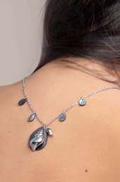 [COCOQ] COLLIER BRELOQUES NACRES ET PENDENTIF COQUILLAGE KEISHI - ACIER