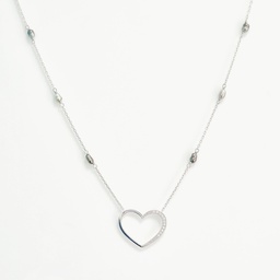 [COEURK] COLLIER ARGENT COEUR ZIRCONS ET 6 KEISHIS