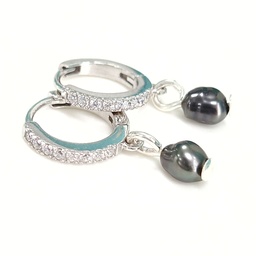 [CRSTRA] MINI CREOLES ZIRCONS ET KEISHI - ARGENT