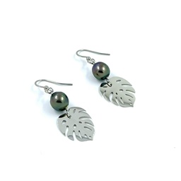 [APBO1] Boucles d'oreilles petite Ape &amp; Perles de Tahiti - Acier inoxydable