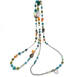 [AP3ST] SAUTOIR multicolore Pierres naturelles, perles, nacres