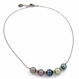 [CHCO5B] COLLIER acier inoxydable 5 PERLES