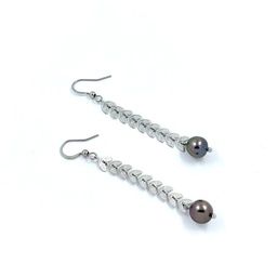 [SNBOP] Boucles d'oreille chaine serpent acier perle